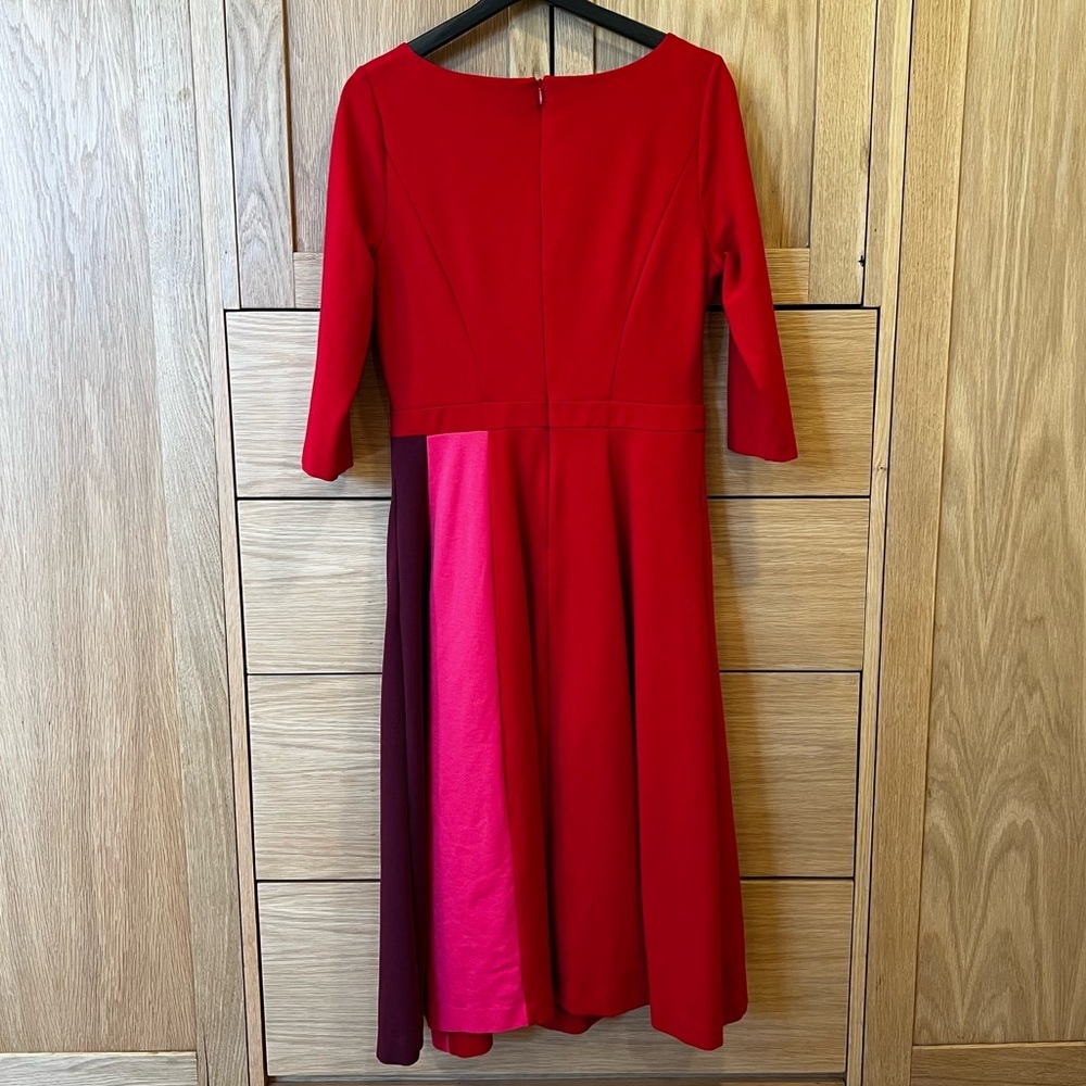 Boden Claudia Colorblock Ponte Knit Mid Dress Red Pink Size 10 Spring Colorful - Picture 4 of 6